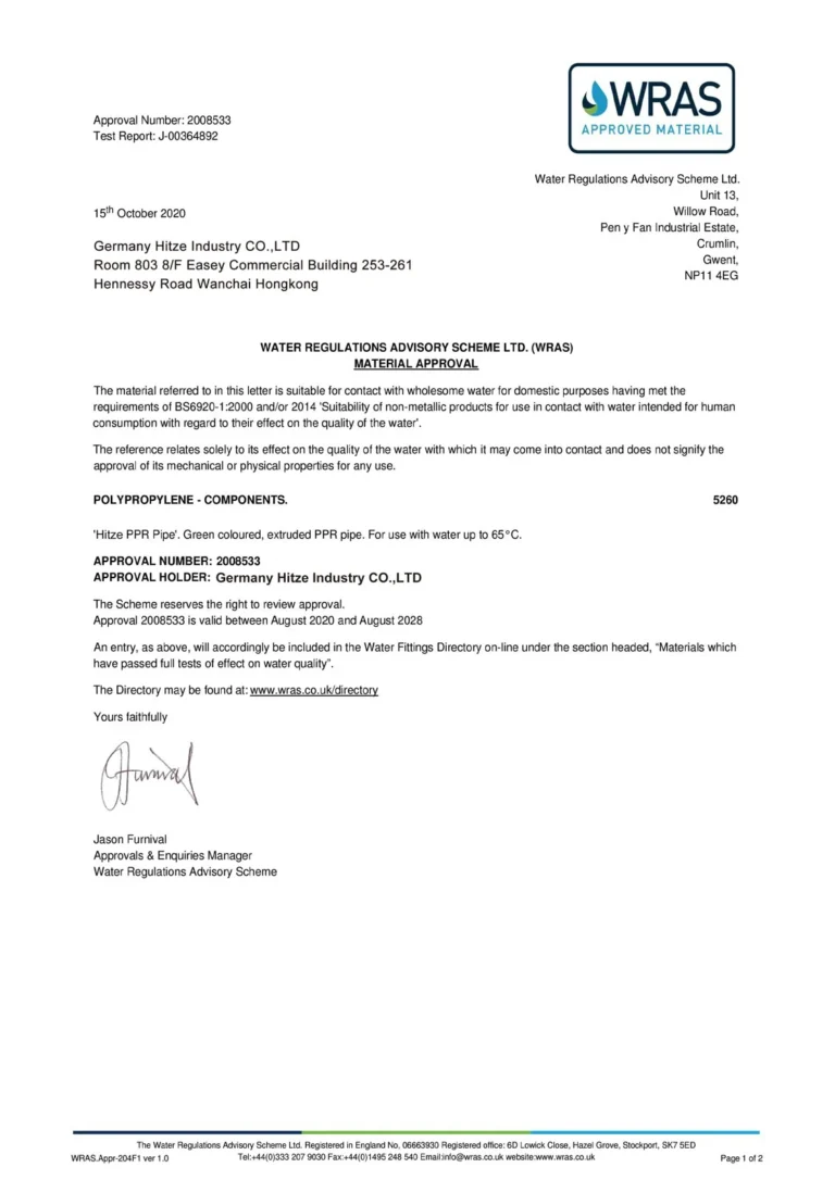 WRAS, DVGW & KTW: Certifying Plumbing Pipe for the UK & EU