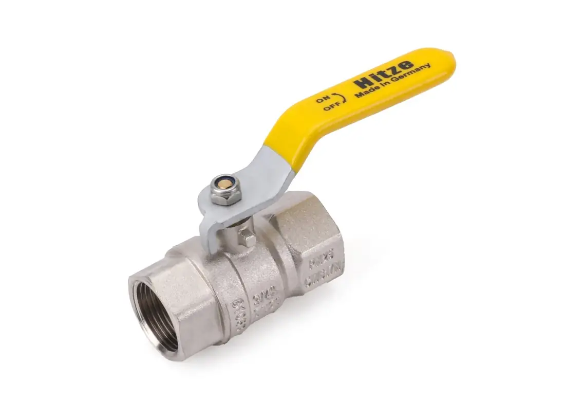 Nickel-plated brass ball valve with lever handle