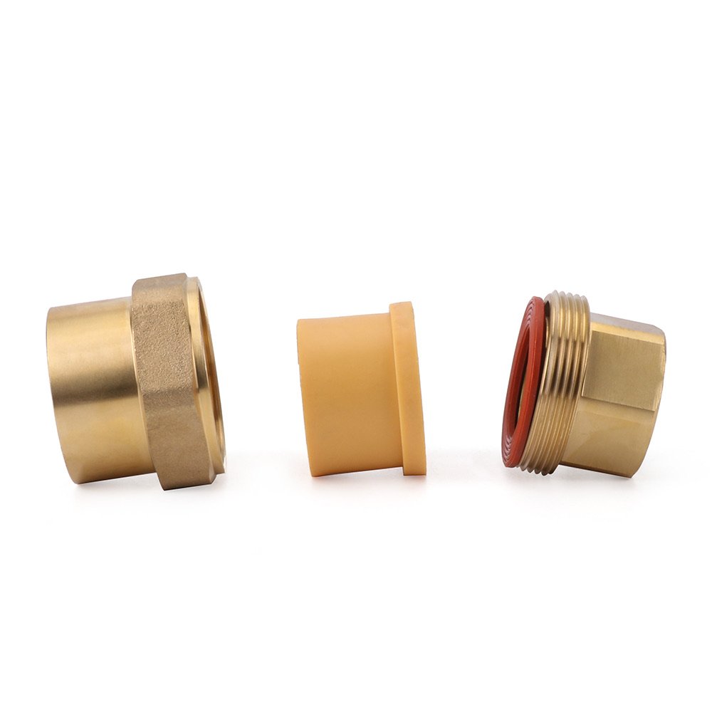 Hitze exploded brass union fitting with plastic insert, nut and O-ring