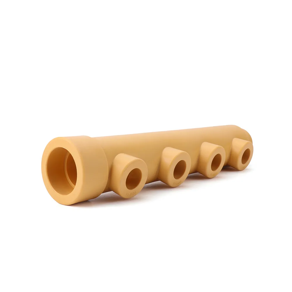 PP-R multi-outlet distribution manifold with four branch sockets
