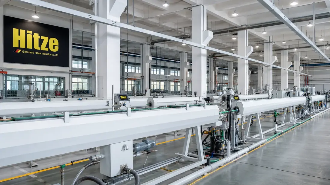 Hitze pipe production hall with extrusion lines running