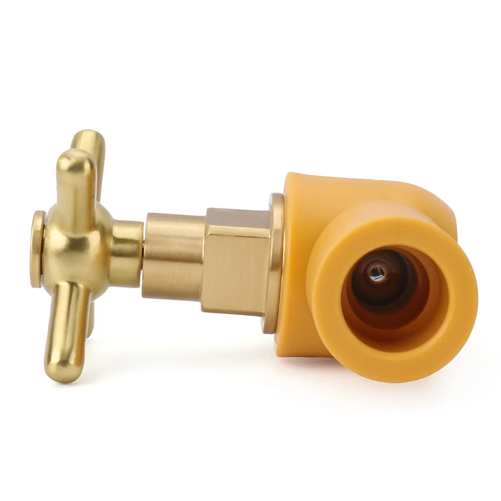 PP-R angle stop valve with brass cross handle, side profile