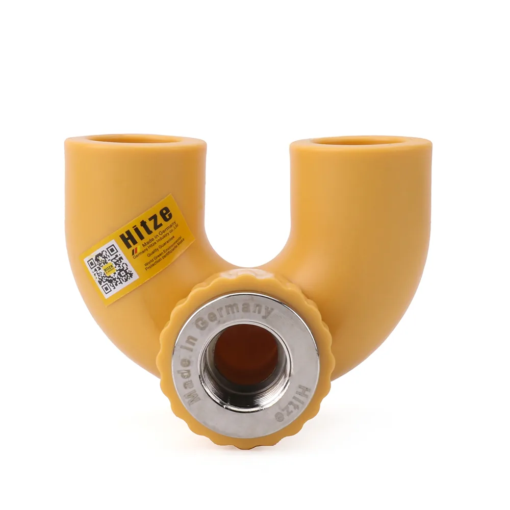 PP-R U-bend crossover fitting with threaded branch port