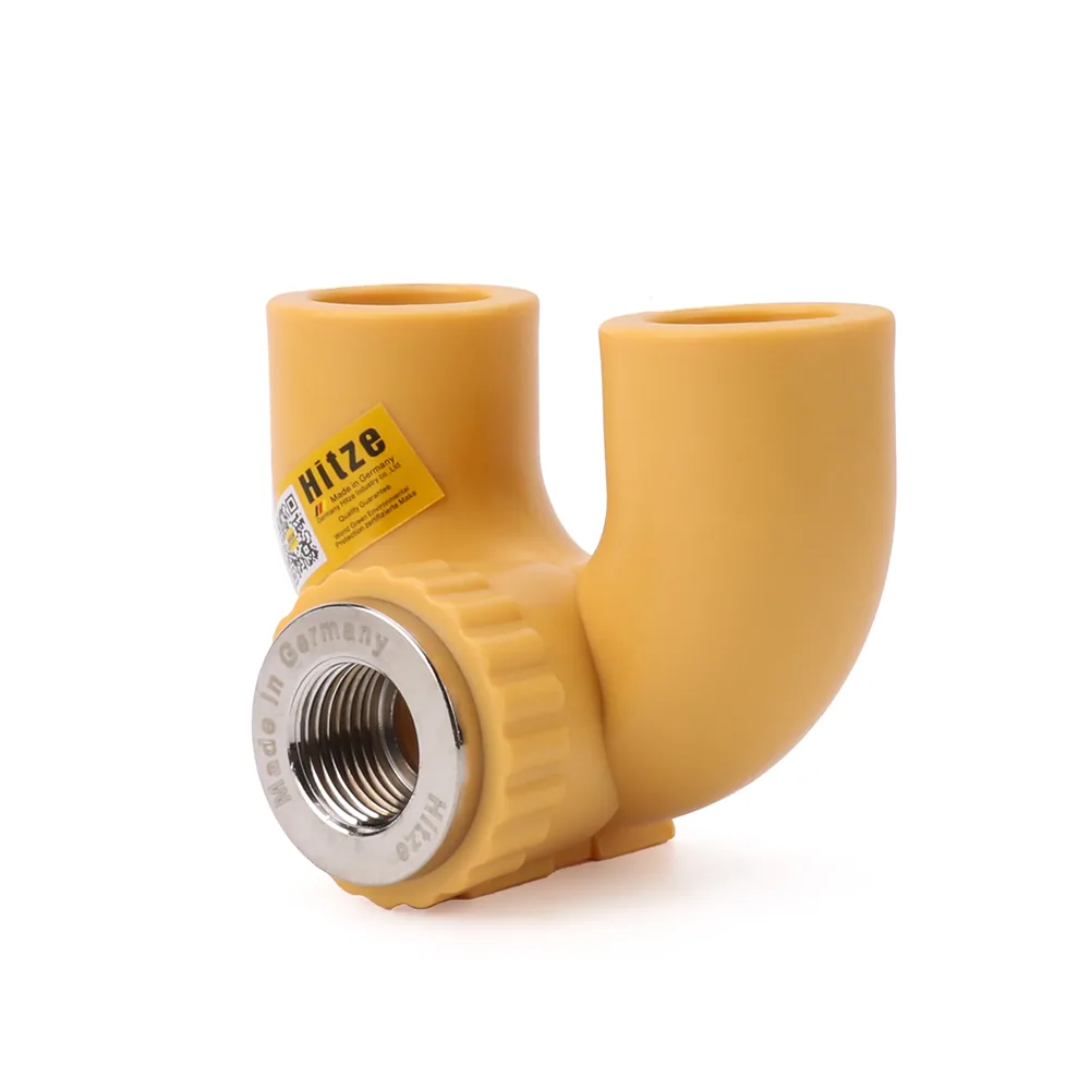 PP-R 90-degree threaded elbow with reinforced female metal insert