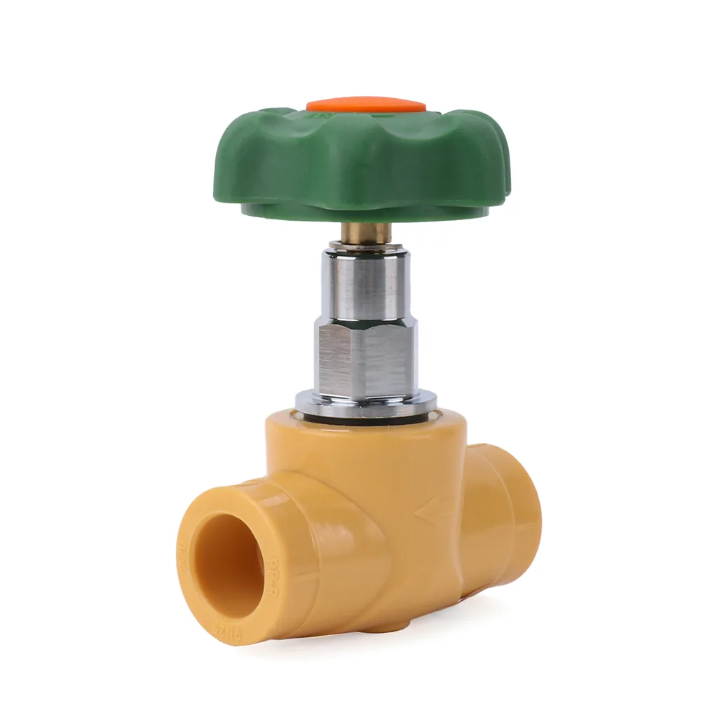 PP-R stop valve with green hand wheel and socket-fusion ends