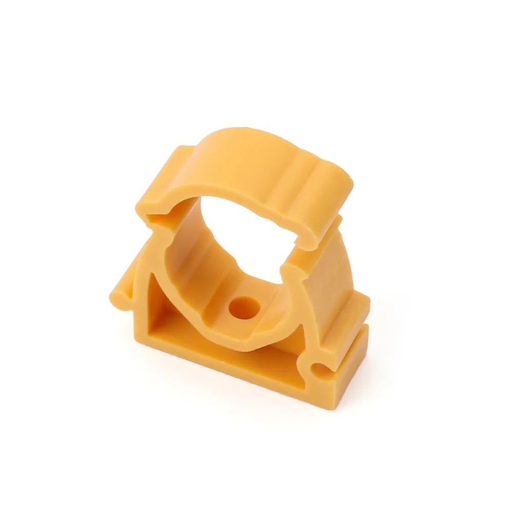 Yellow PPR pipe clamp with locking clip