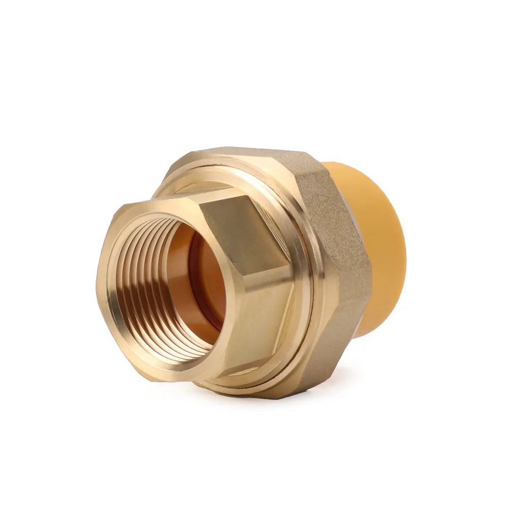 PP-R to brass female-threaded union fitting with hex nut