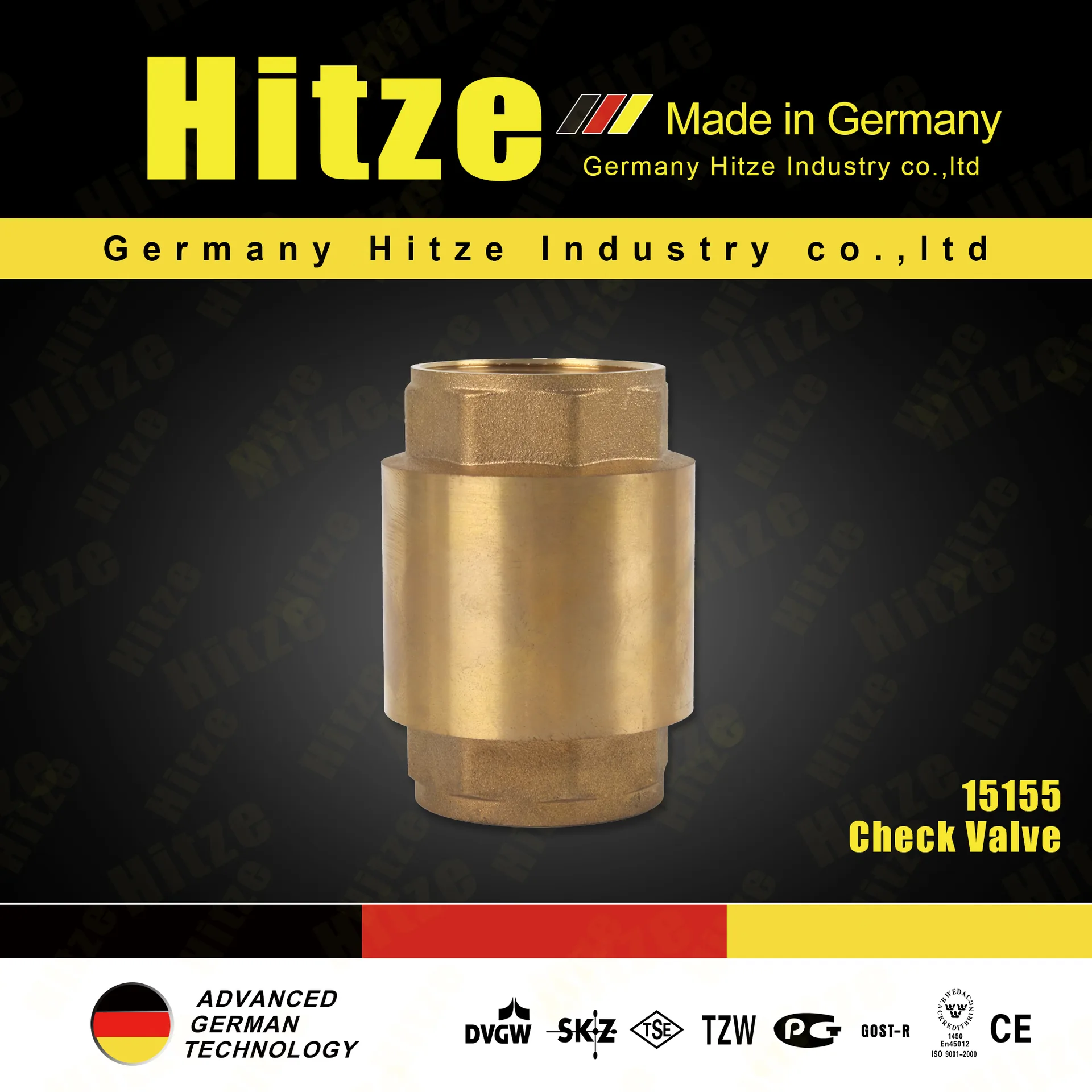 Hitze product poster showing model, size range and certification marks