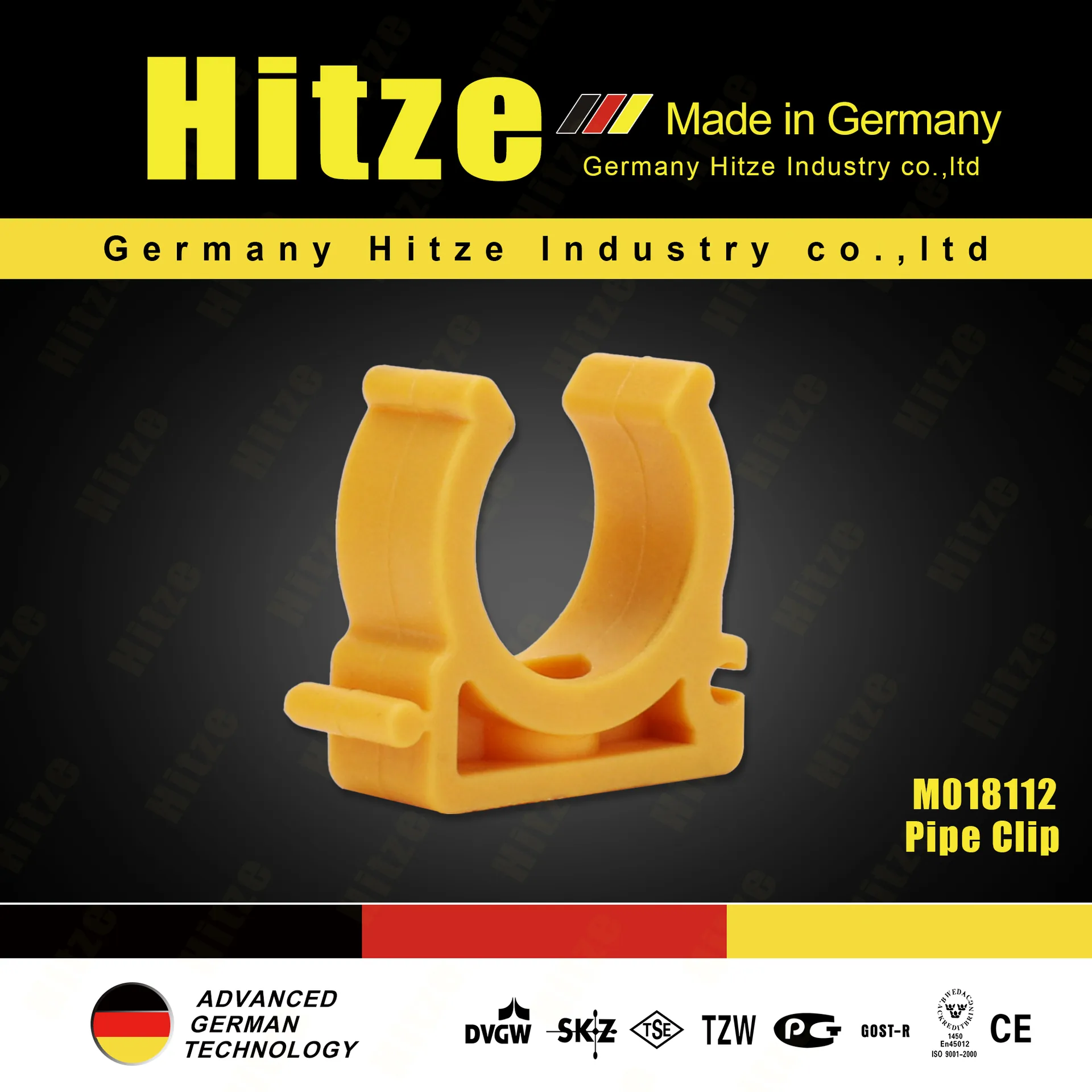PP-R snap-in pipe mounting clip catalog poster
